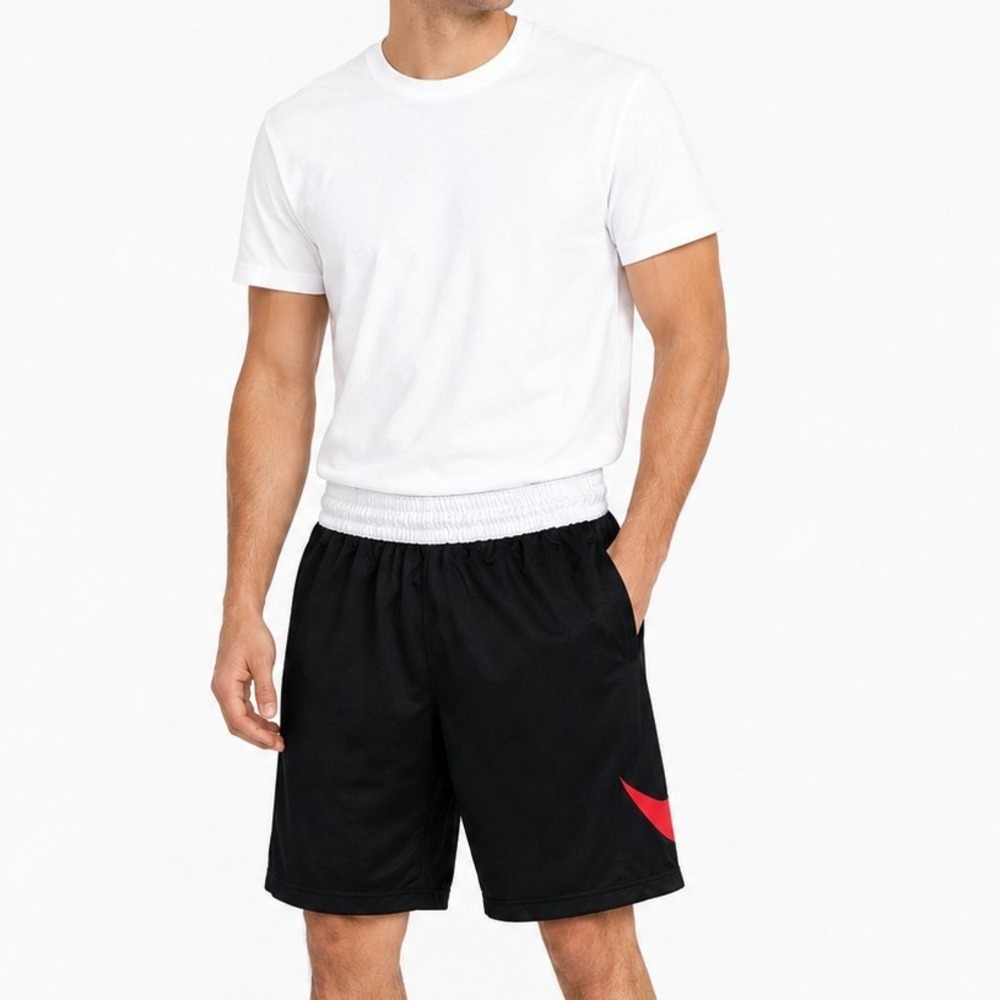 Nike Dri-FIT HBR Men's Basketball Shorts Black Red Athletic Gym Mesh Size Medium